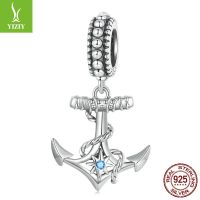 [COD] supply s925 silver anchor hanging beads European and accessories blue star diy bracelet SCC2401