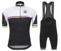 Santini UCI Rainbow LineสีขาวMTBขี่จักรยานเสื้อเจอร์ซี่ย์แขนสั้นBibชุดกางเกงขาสั้นJerseyสำหรับผู้ชาย