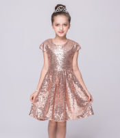 2019 European and American Girls Dress Sequin Short Sleeve Party Dress Shiny Princess Boutique Dresses Colorful A-Line Dress