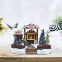 Creative LED Light Christmas Snow House Luminous Village Figurine Resin Ornament Decoration Holiday Xmas Gifts