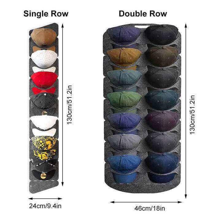มีสต๊อก-หมวกเบสบอลที่จัดเก็บหมวกแบบแขวนในจัดเก็บทรงหมวกการติดตั้งชั้นวางหมวกประตูชั้นเก็บของสักหลาดสำหรับประหยัดพื้นที่ตู้เสื้อผ้าห้องนอนโชว์หมวกของคุณ