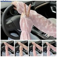 Summer Sunscreen Driving Ice Silk Peach Print Sleeve Female Long Length Uv Protection Trumpet Sleeve Arm Arm Glove Ice Sleeve