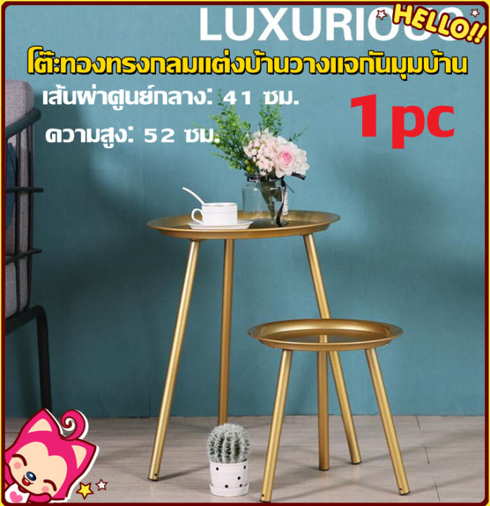 โต๊ะกาแฟ-โต๊ะกาแฟโต๊ะกลม-รูปแบบทันสมัย-โต๊ะทองทรงกลมแต่งบ้านวางแจกันมุมบ้าน