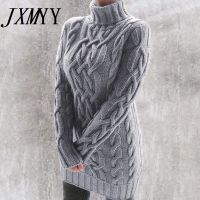 Gray Oversized Turtleneck Sweater Dress Women Warm Autumn and Winter Clothes Knit Plus Size Pullover Sweaters Mujer 2021