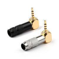 【HOT】 New Arrival 2.5mm 4 Pole TRRS Male Plug Jack Gold Plated 90 Degree Angle Audio Connector Silver Black Connector