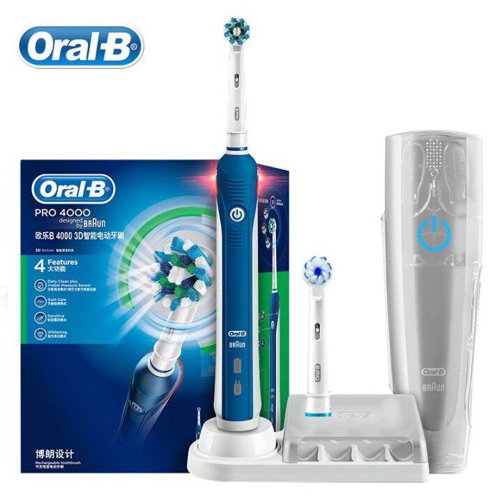 Oral B Pro 4000 3d Smartseries Ultrasonic Electric Toothbrush With Visible Pressure Sensor Power 