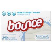 *ถูกกว่า* Bounce แผ่นปรับผ้านุ่ม สำหรับผิวแพ้ง่าย Fabric Softener Dryer Sheet, Free &amp; Gentle, 240 Count