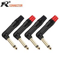 2PCS Right Angle 6.35MM Mute Silent Plug 2Poles Mono 6.35MM Wire Connector  Plated 1/4 Inch Microphone Guitar MIC Connector