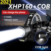 2021 NEW XHP160 Powerful LED Headlamp 18650 Rechargeable Head Flashlight Head Lamps XHP90 Usb Fishing Headlight Head Torch Light