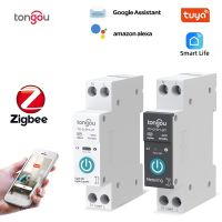 TUYA ZigBee Smart Circuit Breaker With Metering 1P 63A DIN Rail for Smart Home Wireless Remote Control Switch by Smart Life APP Breakers Load Centers