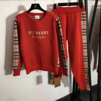 BURBERRY ใหม่จดหมายเย็บปักถักร้อย Pullover ถักแฟชั่นสองชิ้น