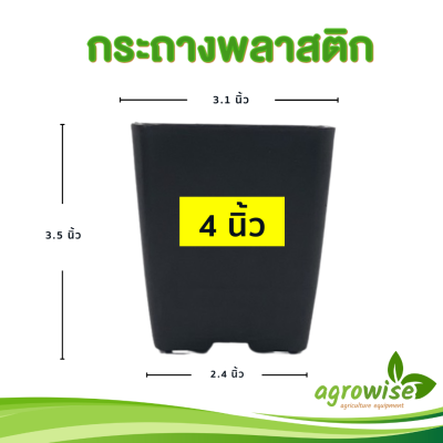 กระถางต้นไม้ กระถางแคคตัส กระถางกระบองเพชร สีดำ 4 นิ้ว 50 ใบ