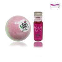 Mali House Duo  Bath Bomb&amp;Foam Bath บาธบอม สบู่ทำฟองในอ่างอาบน้ำและเจลสปาทำฟอง Strawberry Champane,สีแดง 150g&amp;20ml.