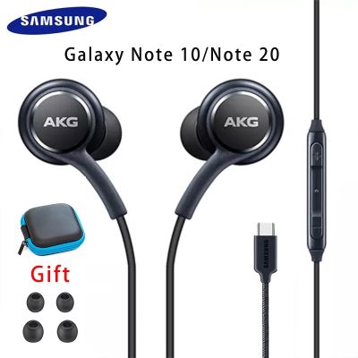 หูฟัง AKG Samsung Type C ของแท้มีสายเฮดโฟนแบบเสียบหูพร้อมไมโครโฟน,หูฟัง Usb พับได้ S20 S21 Galaxy S22