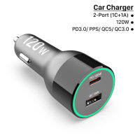 120W Fast Car Charger 3Ports Charge PPSPD 100W65W45W30W QC3.0 FCP 18W For Lenovo Xiaomi TYPE C Iaptop Tablet iPad iPhone 12