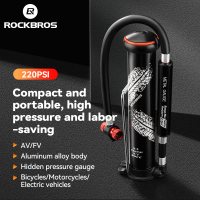 ROCKBROS ปั๊มขี่จักรยานใหม่220 PSI MTB ปั้มลมยางจักรยานเสือหมอบอลูมิเนียมอัลลอยด์แบบพกพาอุปกรณ์ปั๊มจักรยานน้ำหนักเบา