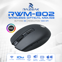 Razeak RWM-802 WIRELESS OPTICAL MOUSE Buttons 6D Resolution 1600 DPl เมาส์ไร้สาย