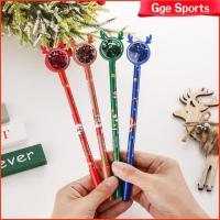 GGE SPORTS 4PCS คาวาอิ ปากกาคริสต์มาสที่เป็นกลาง การ์ตูนลายการ์ตูน พลาสติกทำจากพลาสติก ปากกาเจล อุปกรณ์การเรียนสำหรับโรงเรียน เครื่องเขียนสเตชันเนอรี ปากกาเลื่อมกวาง การเขียนสำหรับเขียน