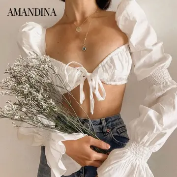 Bra Top Long Sleeve White - Best Price in Singapore - Jan 2024