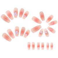 Gradient Caramel Glitter Fragment French Nail Wearable Press on Nails Full Cover Nail Tips