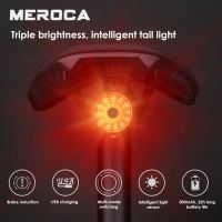 MEROCA Bike Rear Light Bicycle Smart Sensor Brake Tail Light Waterproof LED Charging MTB Taillight Cycle Bicycle Accessories New