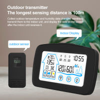 Digital Wireless Weather Station นาฬิกาอิเล็กทรอนิกส์ LCD หน้าจอขนาดใหญ่เครื่องวัดอุณหภูมิและความชื้นในร่มและกลางแจ้ง