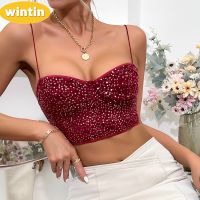 Wintin European and American Ins Style New Niche Mesh Sequins Spaghetti Strap Sling Unique Fashion Sexy Hot Girl Vest 9393