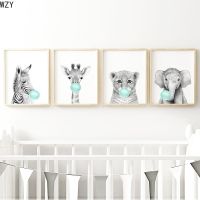 【hot】◈  Elephant Child Poster Wall Canvas Baby Room Decoration Picture Print Painting Kid