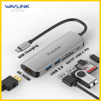 Wavlink 6-In-1 USB-C Hub/dock พร้อมช่องเสียบ SD และ TF 480Mbps พร้อมพอร์ต USB3.0 2พอร์ต/พอร์ต HDMI 4K /Sd/microsd Card Reader ตัวขยาย USB สำหรับ Windows และ Mac สำหรับแหล่งจ่ายไฟ iPad Pro 65W สำหรับอุปกรณ์ /Macbook/type C