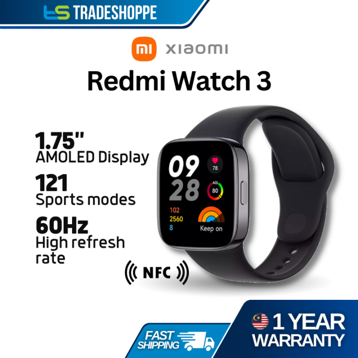 Xiaomi Redmi Watch 3 Smartwatch 1.75" AMOLED Screen 121 Sports Mode, Builtin GPS Smart Watch