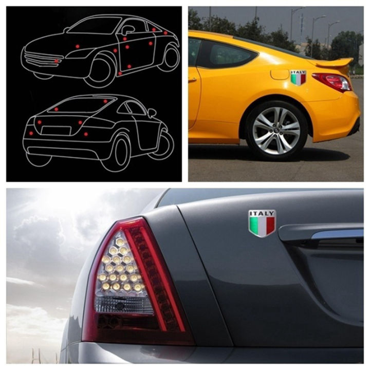 สติกเกอร์ติดธงชาติอิตาลีอิตาลีโลหะทำจากอะลูมิเนียม3d-กล่องที่ยอดเยี่ยมรูปลอกตรารถยนต์ตกแต่งรถ