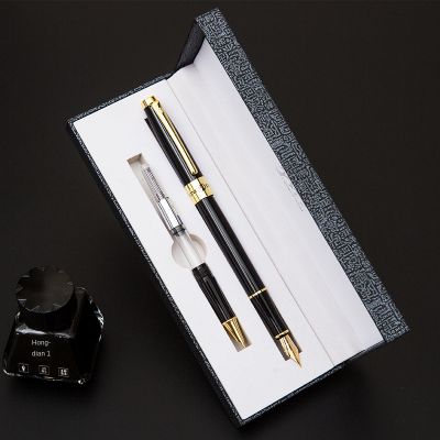 Hongdian pen set Fountain Pen Titanium Black EF+FNib Beautiful black Ink Pen, Spare Pen Nibs Option Gift box