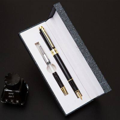 Hongdian pen set Fountain Pen Titanium Black EF+FNib Beautiful black Ink Pen, Spare Pen Nibs Option Gift box