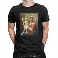 Virgin Mary Holy Icon Catholic Art T Shirts O-Neck Tees Solid Short Sleeve T-Shirts Cotton Summer Male Tees Tops Streetwear