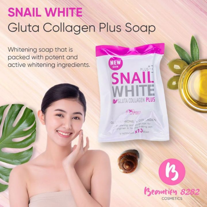 [AsenShop] Snail White Gluta Collagen Soap Whitening Soap (PINK POUCH ...