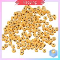 LIAOYING 200 PCS ลายดอกทานตะวัน ลูกปัดดินเหนียวสีเหลือง โพลิเมอร์ดินเหนียว สีเหลืองทาเล็บ ลูกปัดคั่นดอกไม้ ลูกปัดหลวมแบน 10มม. ค่ะ ดินโพลิเมอร์ดอกทานตะวันสีเหลือง สร้อยข้อมือดีไอวาย