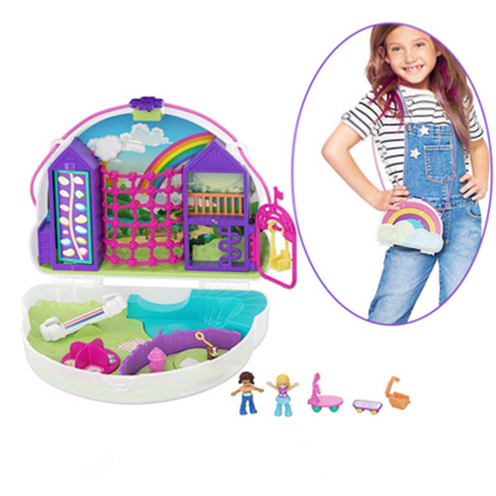 new-polly-pocket-mini-polly-กระเป๋ารูปสับปะรด-กระเป๋าสายรุ้งพร้อมกล่องสมบัติโลกของเล่นเด็กผู้หญิง