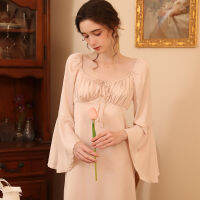 SXTHAENOOs New Spring Long Pajamas Nightdress Fashion Elegant Loose Flared Sleeve sleepwear Pijama Mujer пижама женская