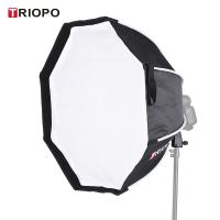 TRIOPO 65 เซนติเมตรพับ 8-POLE แปดเหลี่ยม softbox ด้วยผ้านุ่มจับสำหรับ GODOX Yongnuo andoer ในกล้องแสงแฟลช