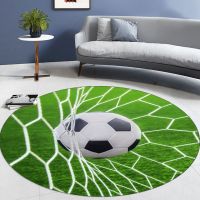 Football Carpet Round Non-Slip Mat For Children Room 3D Soccer Bedroom Rug Soft Flannel Computer Chair Pad Play Mat Home Decor