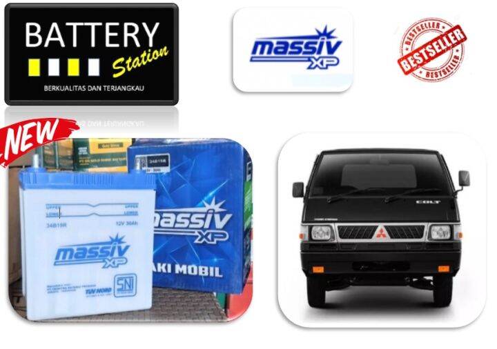 aki mobil Mitsubishi L300, Outlander, Mirage 34b19r 12v 30ah | Lazada