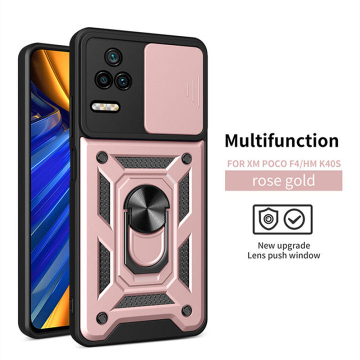 เคสสำหรับ-xiaomi-f4-poco-5g-ฝาหลังเกราะมีที่ยึดแหวนสำหรับ-poco-poko-pocco-f4ตัวน้อย-f-4กล้องเลื่อนเคสป้องกัน