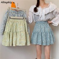 Skirts Women Mini Elastic Waist Girls Floral Lovely Summer Holiday Classic Design Tender Clothing Preppy Ulzzang Chic Stylish