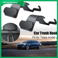 JUICYPEACHNU ตะขอจัดระเบียบของโมเดล Tesla อุปกรณ์ตกแต่งภายในรถยนต์ที่แขวนที่แขวนเก็บของท้ายรถ