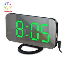 Digital Led Mirror Alarm Clock 2 Ports Usb Charger Snooze Function Adjustable Brightness Led Table Clock