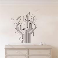 Vinyl Circuit Tree Pattern Wall Sticker Geekery Science Wall Decals Art Computer Circuit Wallpaper Vinyl Art Poster