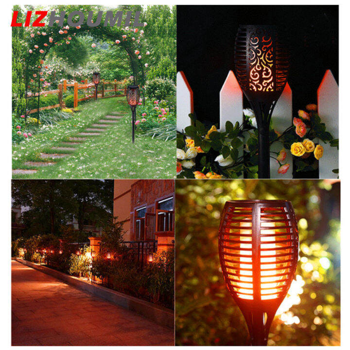 lizhoumil-โคมมีเปลวไฟพลังงานแสงอาทิตย์กลางแจ้ง96leds-1pc-สำหรับไฟสวน