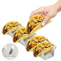 4Piece W-Shaped Burritos Pancakes Stand Taco Holder Shell Baking Food Rack Stainless Steel for Dishwasher Oven Grill