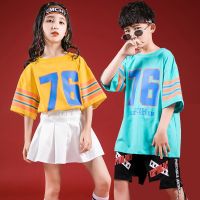 [COD] Childrens Hip-Hop Fashion Clothing Boys Hip Hop Short-sleeved Jazz Costume Costumes