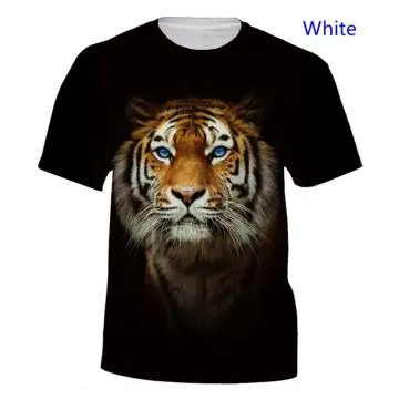 Men's Fashion Creative 3D Tiger Print T-shirt Round Neck Casual